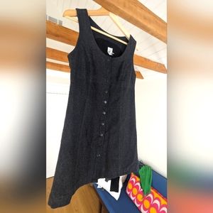 Vintage 90s Gap wool tweed button down tank dress